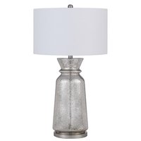Benzara Table Lamps 30.25-in Silver, White Rotary socket Table Lamp with Fabric Shade 2 -Set Cotton | BM313398