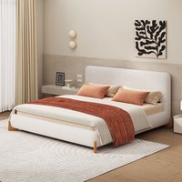 Christopher Knight Home Astrielle Elegant Boucle Upholstered Platform Bed- King- White | 323411