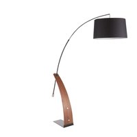 Blisstyle Mid Century Modern Floor Lamp in Walnut Wood and Black Linen Shade Lighting Lighting and Lamps Walnut Fabric one_size | FRLP25