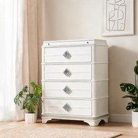 SUNCREAT Wood Dressers and Chests and for Bedroom 18 x 38 x 50 in with Storage Drawers Marble in White | 02HG4VUU4E29