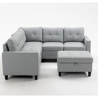 Clihome Modular Sectional Sofas 103.7-in W Casual Gray Linen 6-seater Storage Sofa | OF-02SG15-AAGR