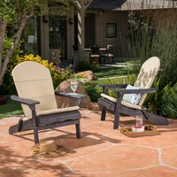 Christopher Knight Home Malibu Outdoor Wood Folding Adirondack Chairs Set of 2-Dark Grey + Khaki | 304633