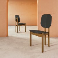 Manhattan Comfort Contemporary/Modern Upholstered Dining Side Chair (Composite Frame) Leather in Black | DC-83938-BK