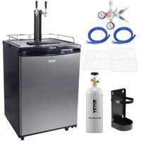 VEVOR Double tap Full Stainless Steel Digital Freestanding Commercial/Residential Indoor or outdoor Kegerator conversion refrigerator