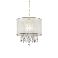 Blisstyle 21 Inch Tall Ceiling Lamp Bhavya W Gold Finish and Crystal Accents White Shade Lighting Lighting and Lamps Gold Metal one_size | FLML1