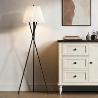LUXEYARD 66 Feet Modern Pleated Fabric Lampshade Floor Lamp Black Metal Tall Standing Lamps with Foot Switch one_size | DS-R-N-1351
