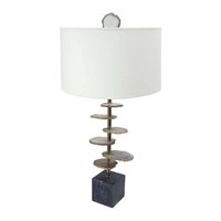Blisstyle D14x29 DOT 5 Inch Smoke Agate Slice Table Lamp W Marble Base Lighting Lighting and Lamps Marble one_size | TBLP60