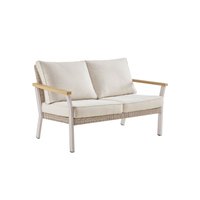 SONGMICS HOME Sencillo Collection - Outdoor Steel Loveseat 2-Seat Sofa Bone Color | YPG102W02