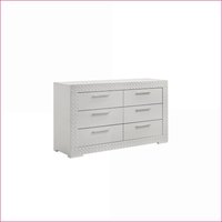 SunJet Dressers Modern 6Drawer Wood Dresser with Quilted Detailing White Wood one_size | Q6HITLEJPWAK7