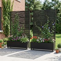 Dovelina 72-in H x 47-in W x 16-in D Outdoor Metal Planter Box Raised Garden Beds With Trellis Set Of 2 in Black | LS0103-61818
