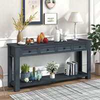 ModernLuxe Assembly Required Console TableSofa Table with Storage Drawers and Bottom Shelf for Entryway Hallway Navy one_size in Blue | WF287219AAM