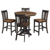 International Concepts Hickory/Washed Coal Traditional Dining Room Set with Round Table ( Seats 4 ) | K45-36RXT-23B-S102-4