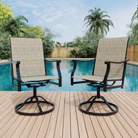 Qeetex Outdoor Swivel Dining Chairs with Textilene Breathable Back Swivel Patio Dining Chairs Set of 2 SwivelPatio SlingChairs Set for Poolside Lawn