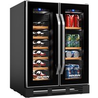 ROVSUN 24-in W 34-Bottle Freestanding Dual Zone Wine Fridge with Independent Temp and LED Control Panel Black | LS-G46000810