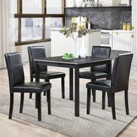 GDFStudio Davenport 5-Piece 34.5 in. Classic Wooden Square Dining Table Set with 4 Upholstered Chairs - Black one_size | 353044