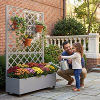Dovelina 72-in H x 47-in W x 16-in D Metal Planter Box with Trellis with Wheels one_size in Gray | LS0103-611324