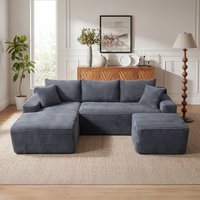 JUSHUA 189/2Inches U-Shaped Cloud Sectional Sofa with Deep Seat No Assembly Required Modular Couches Sleeper for Living Room Bedroom Apartment in Gray