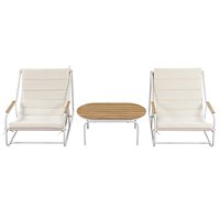 Sumyeg Set of 3 Patio Outdoor Chaise Lounge Chairs with Side Table 3 -Piece Patio Conversation Set with Beige Cushions | WF-HFHW004-2