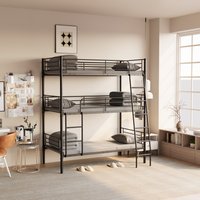 LUXEYARD Bedroom dormitory twin size black metal triple bunk bed can be disassembled into three beds one_size | DS-M-BAC00958