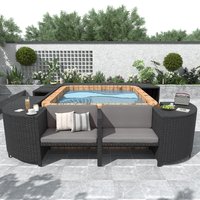 LOVMOR Spa Surround Spa Frame Quadrilateral Outdoor Rattan Sectional Sofa Set with Mini Sofa Grey | SF-L-SZ000070AAE