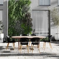Amazonia Outdoor Patio 7 -Piece Wood Patio Dining Set Extendable Table Wood Oval Table with 6 Stationary and Motion Chairs Cotton one_size