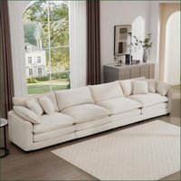 Watnature Sofas Couches for Living Room Bedroom Home Cinema 4-Seater Modern Upholstered Sofa with Memory Foam Beige Corduroy one_size