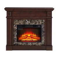SINOFURN 45.7-in W Brown TV Stand with Fan-forced Corner or Flat Wall Electric Fireplace with Remote Control Included | SYC070043GY