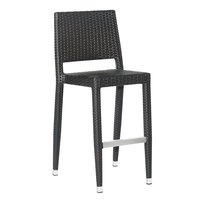 Octans Theta Set of 4 Wicker Stackable Brown Aluminum Frame Stationary Bar Stool Chair with Woven Seat | SL2C00090
