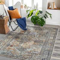 Livabliss Tahmis 7 x 9 (ft) Flatweave Polyester Grey/Taupe Rectangular Indoor Damask Oriental Machine washable Area rug in Gray | THI2711-679