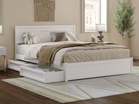AFI Queen White Wood Platform Bed Storage with Headboard | AR8487142