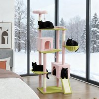LUXEYARD Large Cat Tower with Scratching Post and Board 74Inch Flower Cat Tree | DS-M-BAC01349