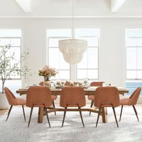 Maison Boucle Set of 8 Modern Terra Upholstered Dining Chairs with Curved Back and Walnut Metal Legs for Kitchen one_size in Orange
