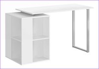 SunJet Desks 55inL Desk with LeftRight Storage Shelves White Laminate Grey Metal White Particle Board OptimizedDescription 2D one_size | ISQHX8C8WMLJY