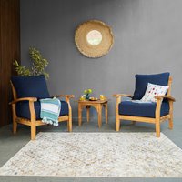 Cambridge Casual Auburn Teak Wood 3 -Piece Patio Conversation Set with Navy Cushions | 610536-TW-XX-NV-XX