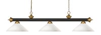 Z-Lite Riviera Bronze + Satin Gold Incandescent Medium base (E-26) Pool Table Lighting | 200-3BRZ+SG-AMO14