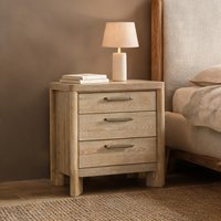 Watnature Solid Wood Nightstand with Three Drawers Tan Modern Bedside Table 28 Wide one_size | 9UXSCAMMGO52