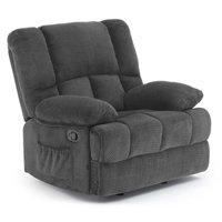 Coolbibila Oversized Gray Rocker Recliner Chair with Cushion Adjustable Lounge Chair for Adults Living Room | LILY-CHAIR-GRAY