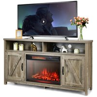 Costway 1350W Electric Fireplace Heater With 59 inches Fireplace TV Stand Natural | CSHY001476