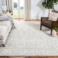 Safavieh Trace Babet 8 x 10 (ft) Tufted Wool Ivory/Charcoal Rectangular Indoor Floral/Botanical Farmhouse/Cottage Spot Clean Only Area rug in Gray