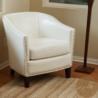 Christopher Knight Home Austin Ivory Leather Club Chair in White | 260822