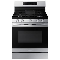 Samsung 30-in 5 burners 6.0-cu ft Air Fry Convection Oven Freestanding Natural Gas Range ( Fingerprint Resistant Stainless Steel ) | NX60A6511SS