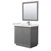 Wyndham Collection Strada 36-in Dark Gray with Brushed Nickel Trim Undermount Single Sink Bathroom Vanity with White cultured marble Cultured Marble