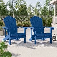 ACEGOSES Adirondack Chair Set of 2 Navy Stationary Adirondack Chair with Slat Seat | LW-QW-33NY-2