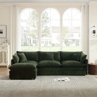 Dacicica L Shaped Modular Chenille Sectional Sofa Couches Ottoman for Living Room Home Theater Bedroom Easy Assembly Modern Green Large