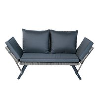 Damerin Patio Chairs Wicker Gray Steel Frame Hanging Conversation Chair with Gray Cushioned Seat | Z0108F