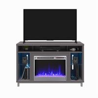 Ameriwood Home 47.5-in W Graphite Grey TV Stand with Fan-forced Flat Wall Electric Fireplace with Remote Control Included in Gray | 1444408COM