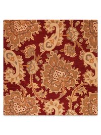Rugsotic Carpets HAND TUFTED WOOL ECO-FRIENDLY AREA RUGS - 8'x8' Square Shape Dark Red Color Floral Modern Design High Pile Thick Handmade Anti Skid