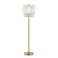 Blisstyle 65 Inch Tall Floor Lamp Bhavya W Gold Finish and Crystal Accents White Shade Lighting Lighting and Lamps Gold Metal one_size | FRLP8
