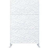 Tatayosi Metal Freestanding Privacy Fence 76x48 Decorative Outdoor Indoor Deck Balcony Patio Lawn Garden WHITE | JL-193233
