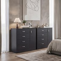 chillscreamni Set of 2 Dressers with Side Cabinet Particle Board Wenge 4 Drawers Each Modern Bedroom Storage one_size | EXQHZVMMSI32